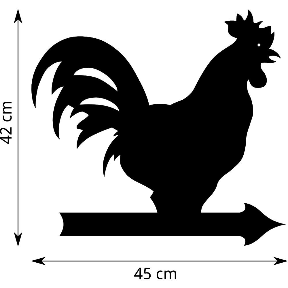 Girouette Coq à piquer Serama l.25 x P.40 x H.133 cm
