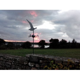 Girouette - Photo Oie 1 + Mat2 sur muret dans un jardin